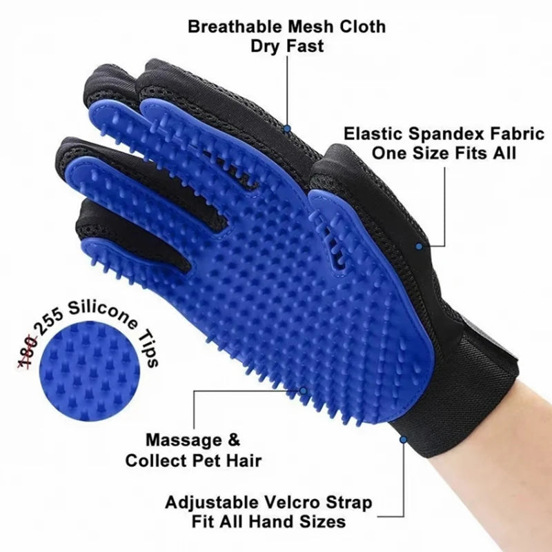 Pet Deshedding Brush Silicone Grooming Gloves Cat Dog Hair Remover Pet Comb Gloves Cleaning Hair Removal Shedding Supplies